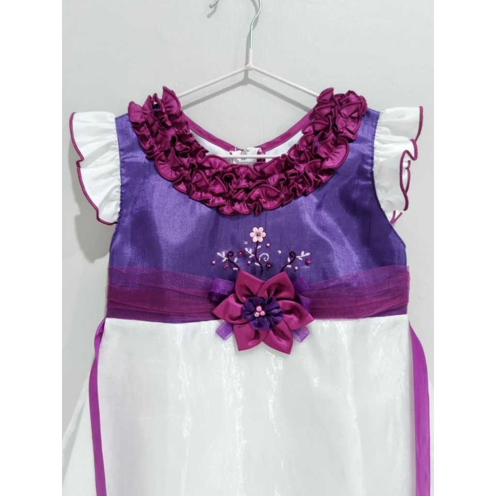 PRELOVED Dress Anak - Dress Anak Formal - Dress Anak Ungu Putih - Gaun Pesta Anak