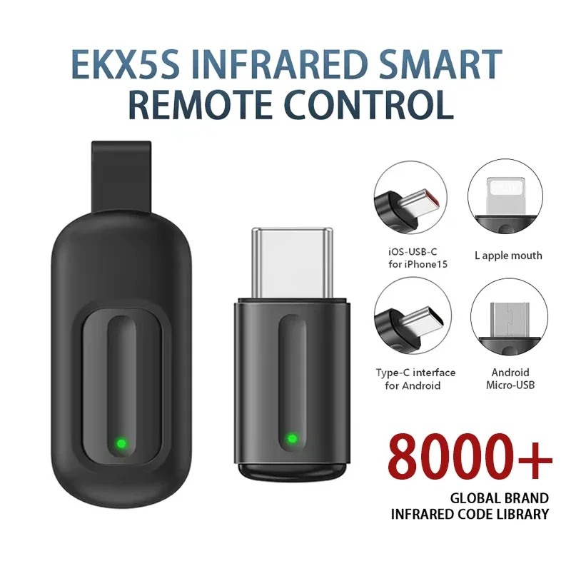 EKX5S Smart Universal IR Remote Control USB C Lightning 3-in-1 Smartphone Infrared Capsule Mini Adap