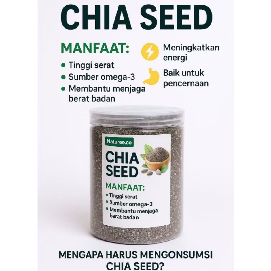 

Naturee - Chia Seed Organik Grade Premium - Biji Chiaseed Mexico - Black Chia seed Organik
