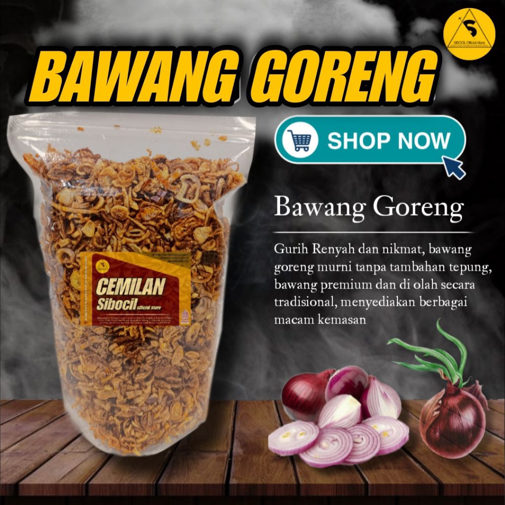 

BAWANG GORENG Premium Tanpa Tepun Sibocil Original Renyah dan gurih makan / cemilan / snack