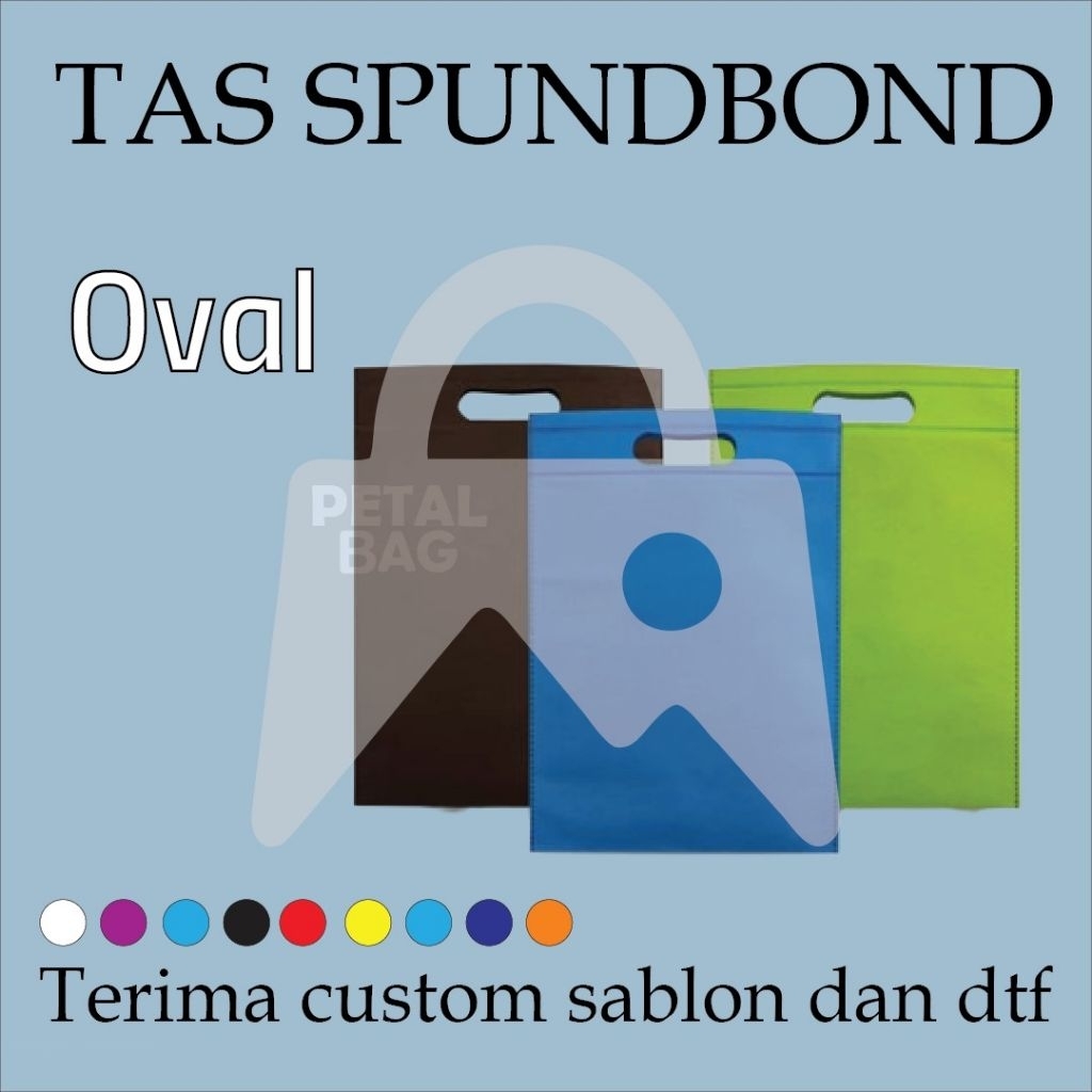 

Tas spunbond OVAL 30x40 souvenir promosi hajatan goodie bag tote bag nikahan hampers