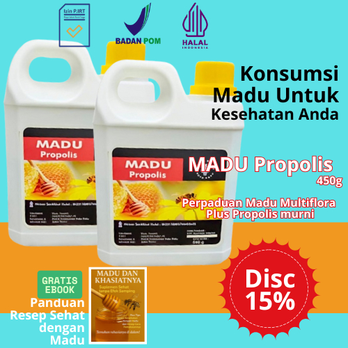 

Madu Asli Murni Propolis (Madu Asli Multiflora+Propolis) Kemasan Jirigen Netto 450gr - #BestHoney