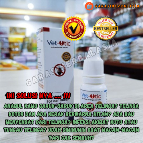 GHA | VERSI ORIGINAL Vet Otic 10ml - Obat Tetes Kutu Tungau Radang Telinga Kucing Anjing