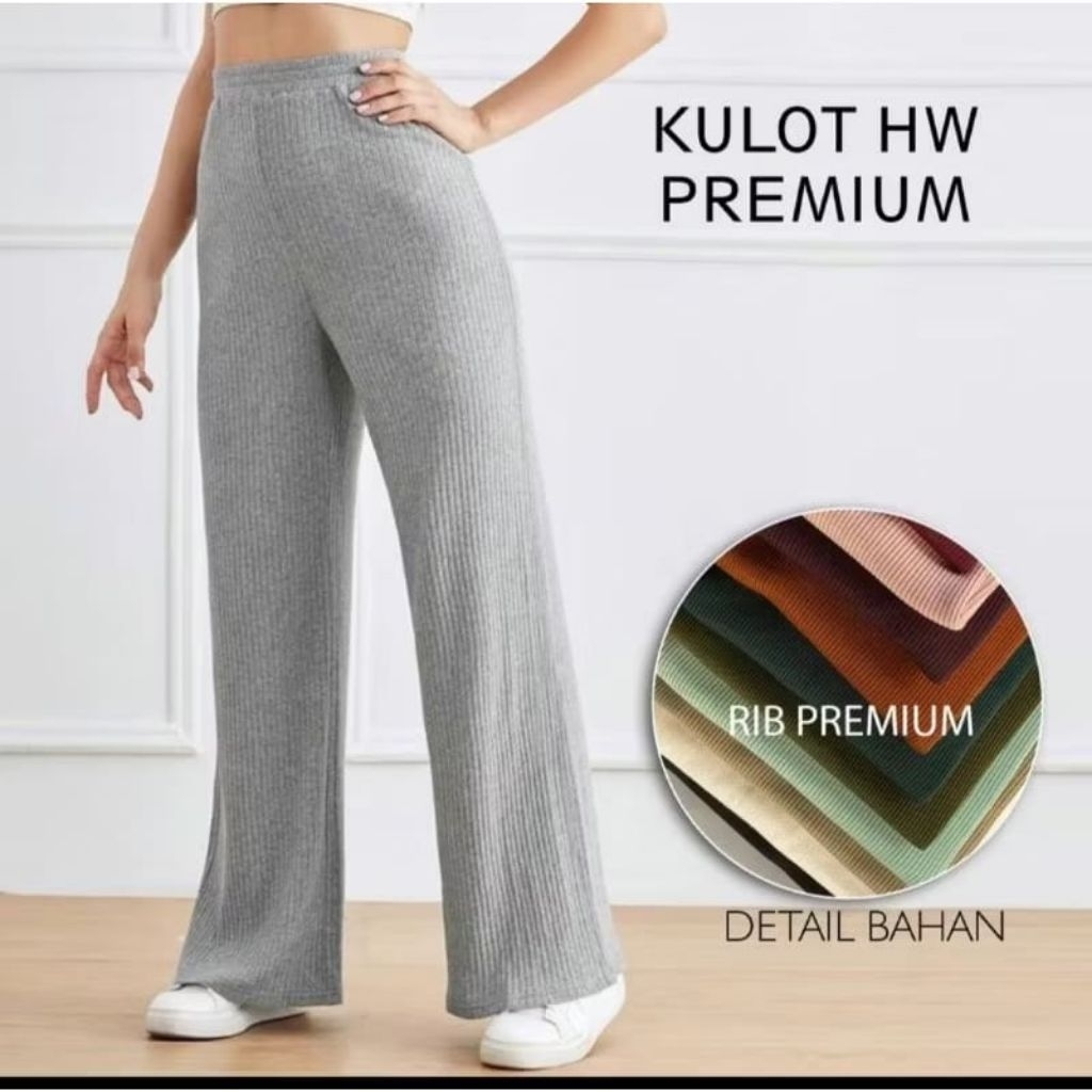KULOT JUMBO Celana kulot wanita bahan rajut rib tebal highwaist model casual korean style ukuran all