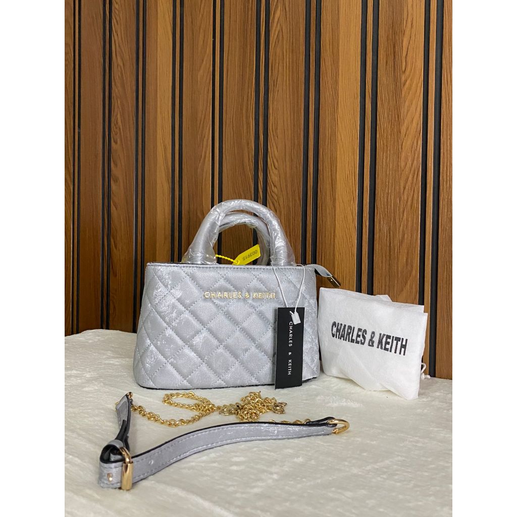 MSSTORE - Tas selempang import wanita Charles & Keith Silver