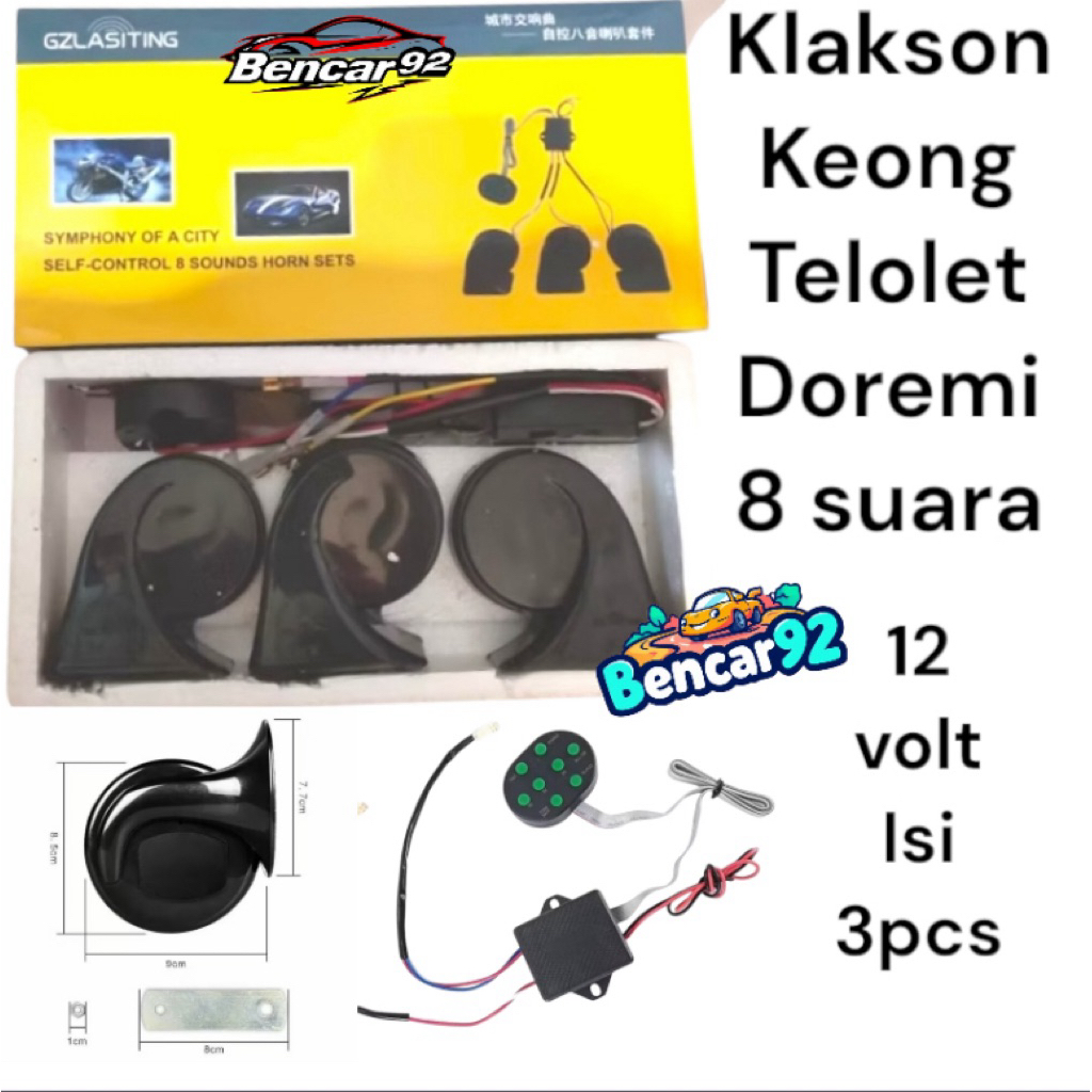 Klakson Keong Mobil 8 Suara Telolet Doremi 12 Volt isi 3 pcs