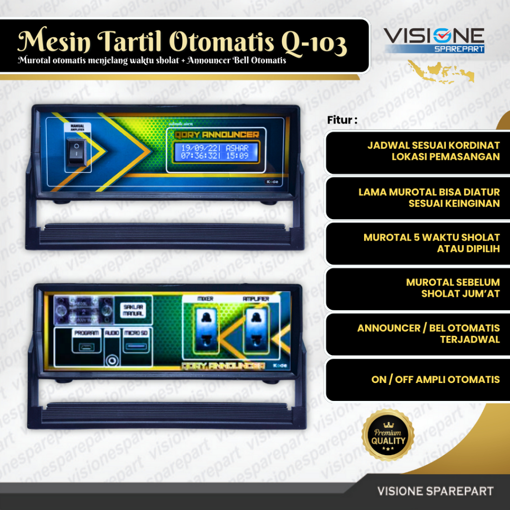 VISIONE Q103 PRO Murotal alquran otomatis Masjid Tarhim Musholla JWS Tilawah Jumat Radio Auto Tartil