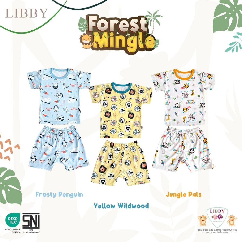Libby Baby FOREST MINGLE series Setelan Oblong Pendek (kancing pundak)