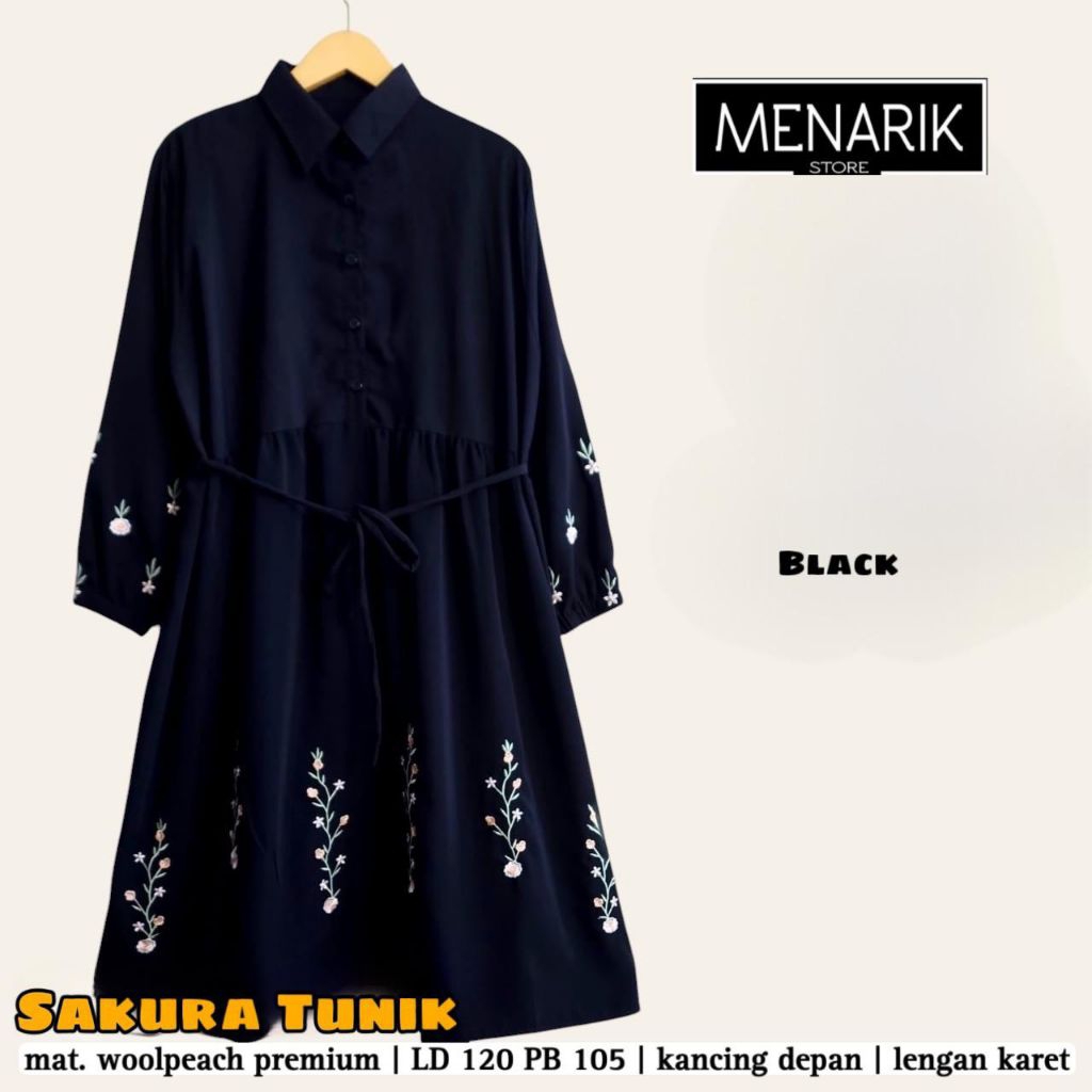 TUNIK JUMBO LD 120 & LD 130 TUNIK JUMBO BORDIR // SAKURA ATASAN WANITA JUMBO BORDIR BUNGA CANTIK // 