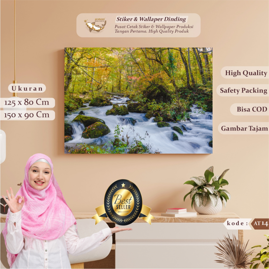 Promo Wallpaper  3D Pemandangan Alam Sticker Pegunungan Stiker gambar hutan Walpaper Pepohonan Air T