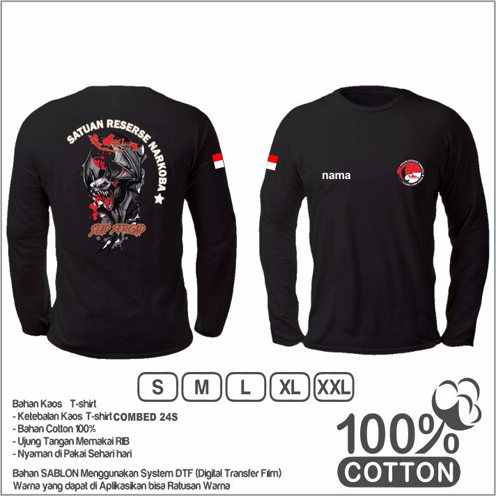 Kaos Satuan Reserse Narkoba lengan panjang/Stop Sargap/custom nama dan logo/reskoba custom order
