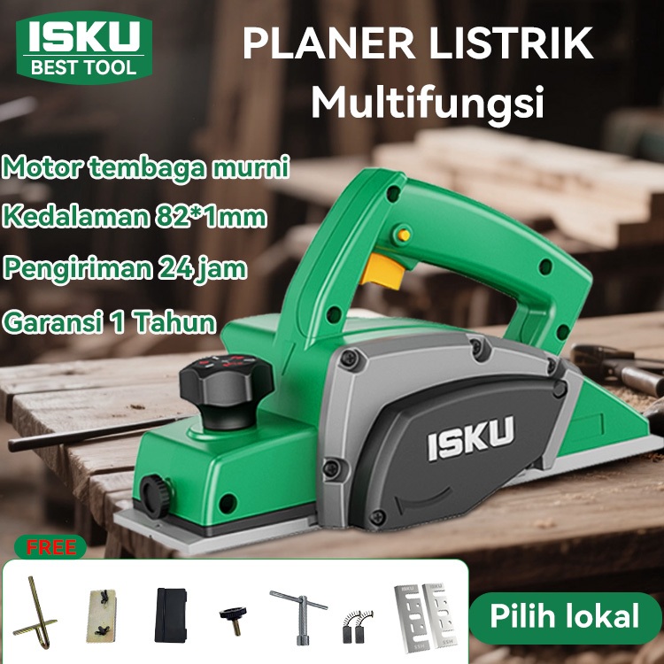 ISKU Planer Listrik 450W Mesin Serut Kayu modern Cocok untuk memoles dan memotong kayu Mesin Ketam K