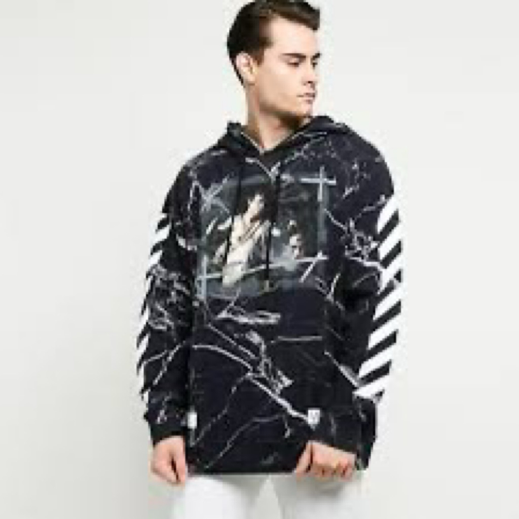 Hoodie Off White Marble Hitam