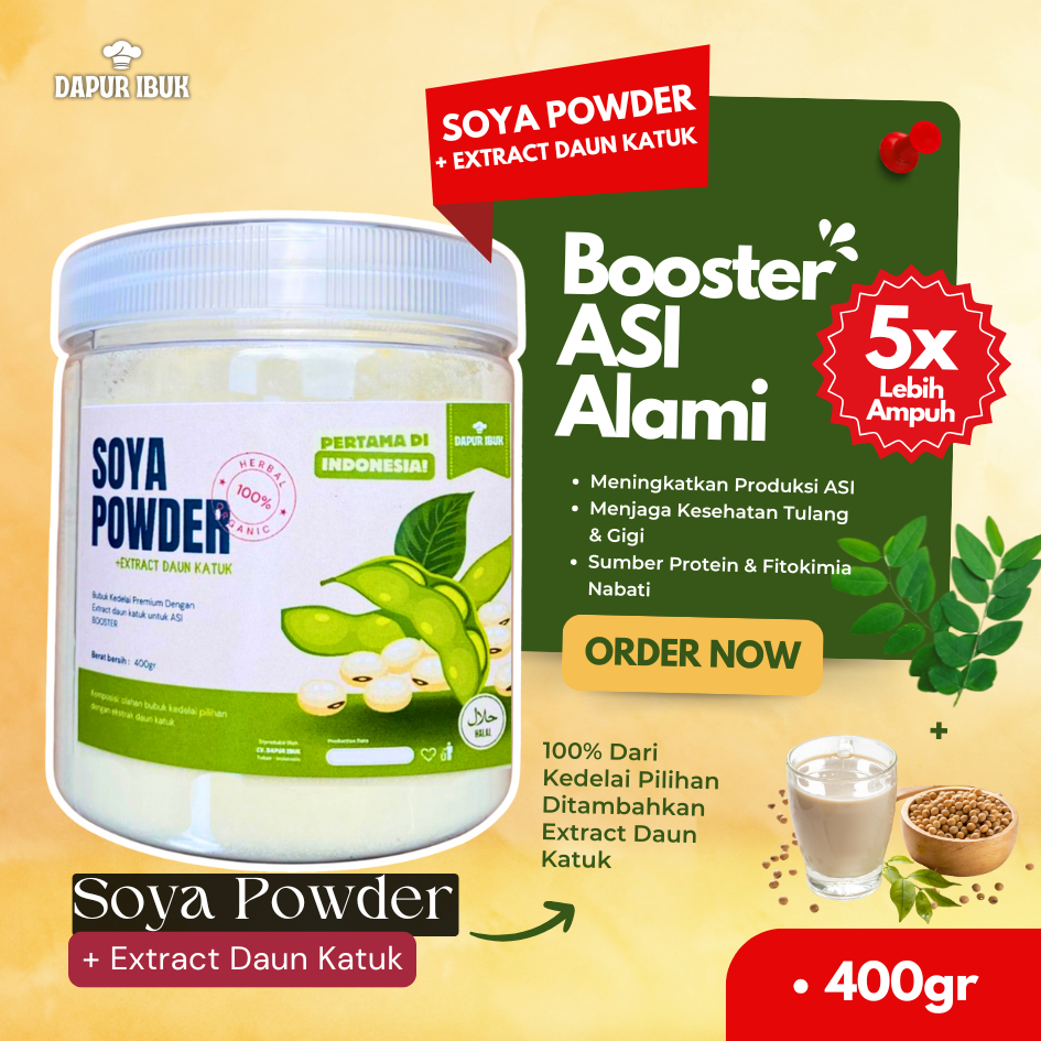 

Soya Powder 400gr – Booster ASI Alami + Daun Katuk | Susu Kedelai Bubuk Organik Dapur Ibuk