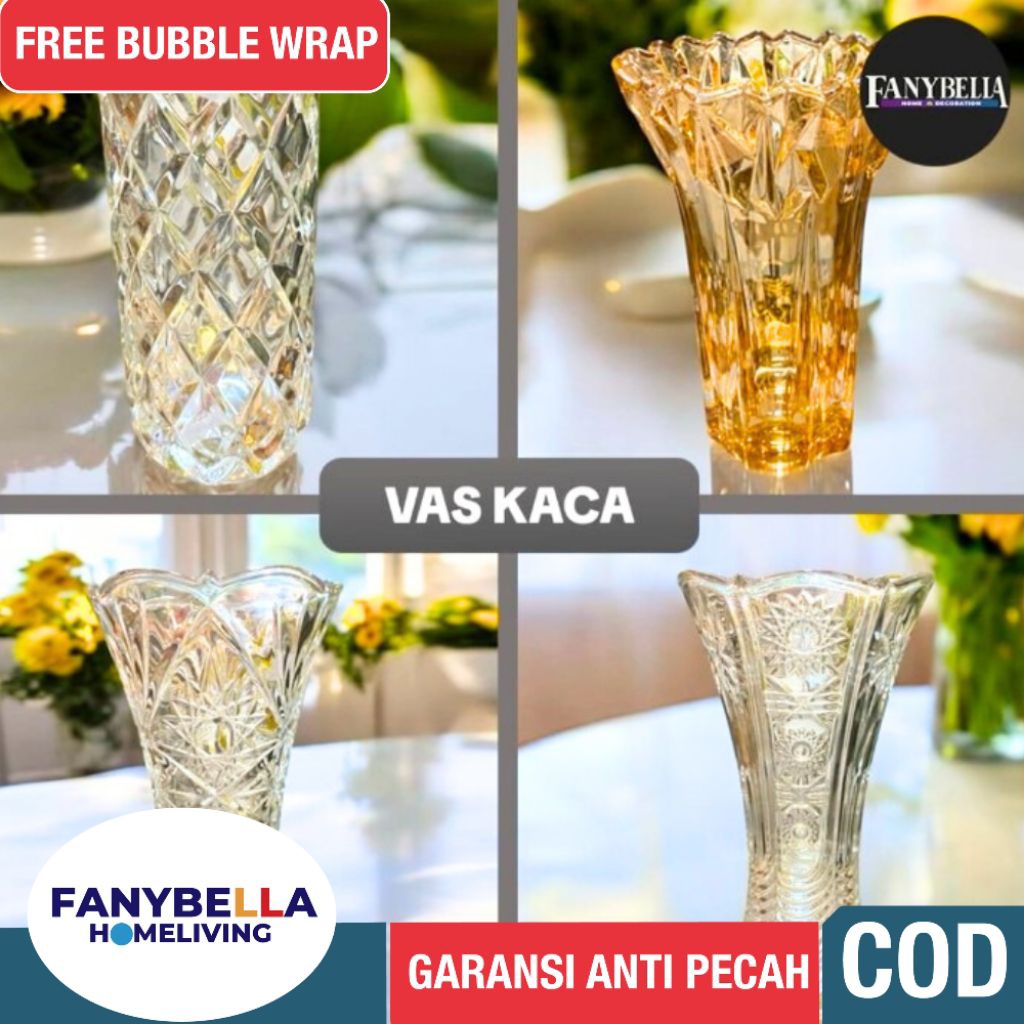 Vas bunga kaca kristal keramik putih  Motif Bunga Pajangan Meja Dekorasi Rumah Import