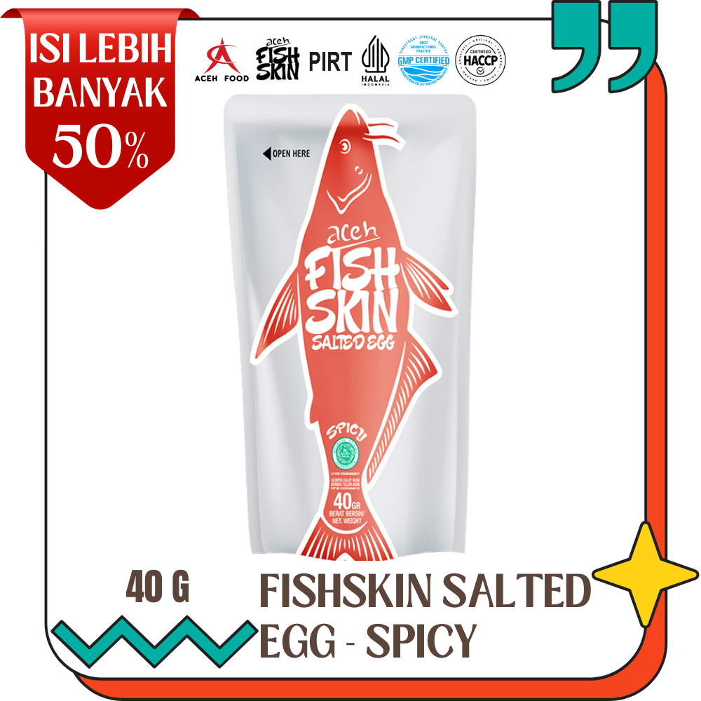

Fishskin Salted Egg 40g - Snack Spicy | Cemilan Kripik Kulit Ikan Crispy Gurih, Halal, Renyah & Ekstra 50% | Aceh Food