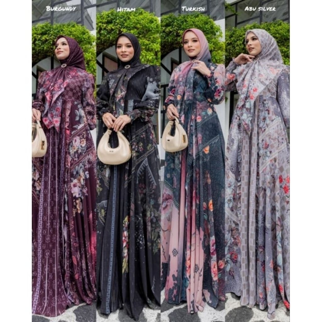 GAMIS SERIES ALINA SET SEGI4 BY ALYA SYARI / GAMIS ALYA ORIGINAL / GAMIS SET SEGI4