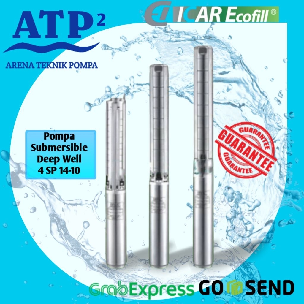 Icar Ecofill 4 SP 14-10 Pompa Submersible Deep well Pompa air sumur Dalam Set Motor Franklin