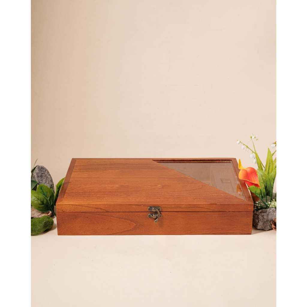 Box / Kotak Album Foto Kayu / Wooden Album Box 30 x 20 + Slot / Tempat Flashdisk - Kiro Box