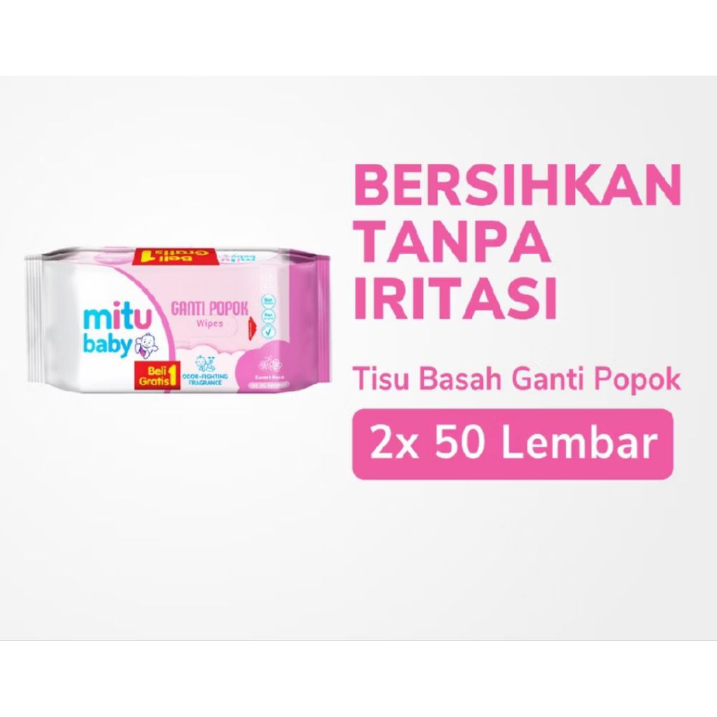 Mitu Sweet Rose Tisu Basah Ganti Popok 2 x 50 Lembar