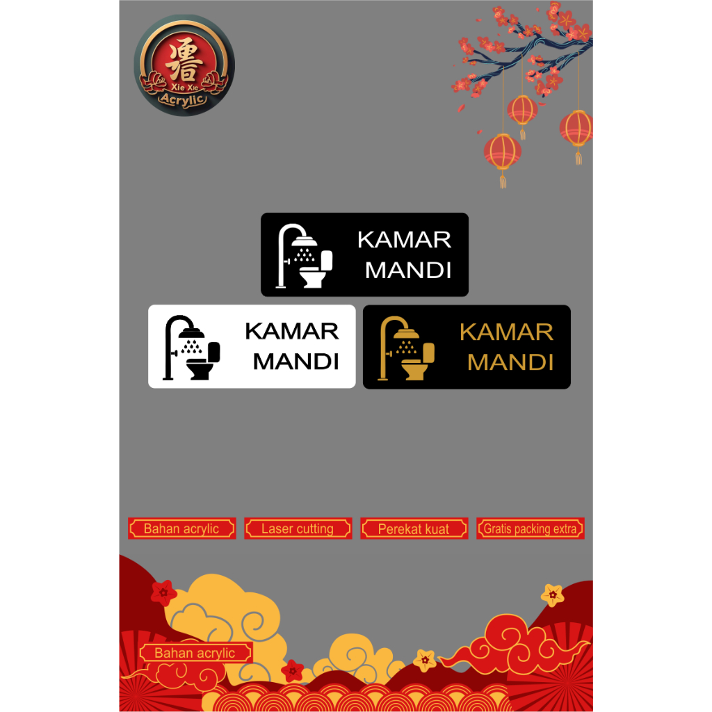 Sign Acrylic Kamar mandi | Akrilik Hiasan dinding Kamar mandi