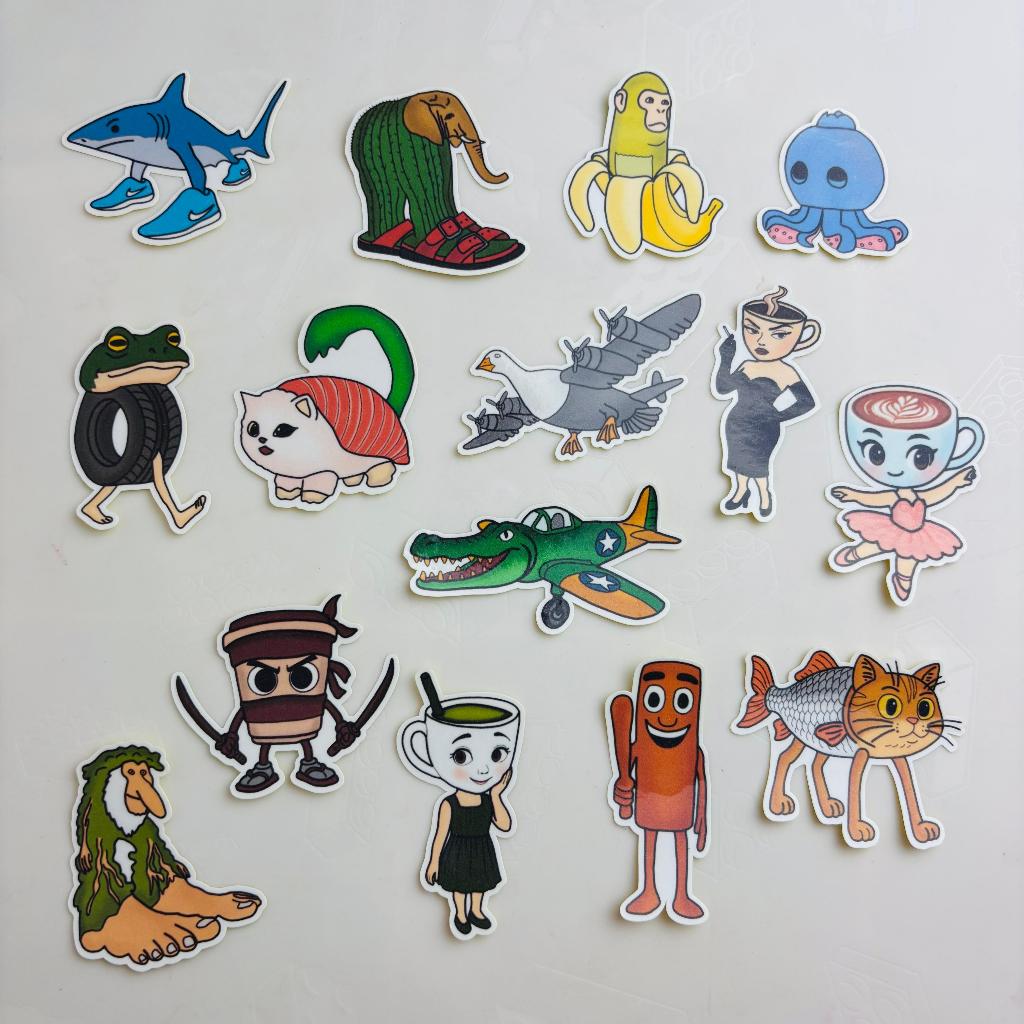 

Sticker karakter Anomali Brainrot Tung Tung Sahur 15 pcs Sudah di laminasi dan digunting Tinggal Tempel