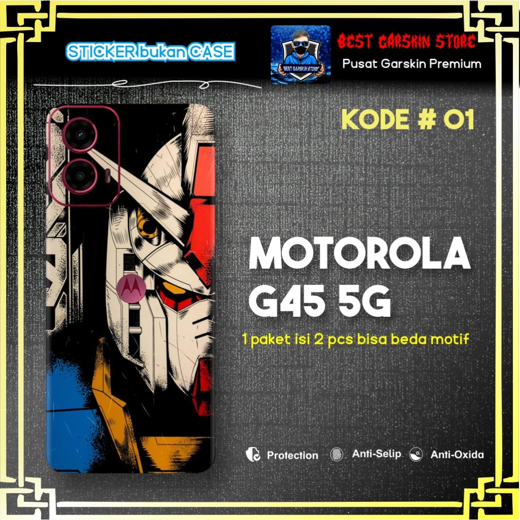 Isi 2 pcs Garskin Stiker Protector Motorola Moto G45 5G Motif 01-05 ( Bisa Request Gambar sendiri)