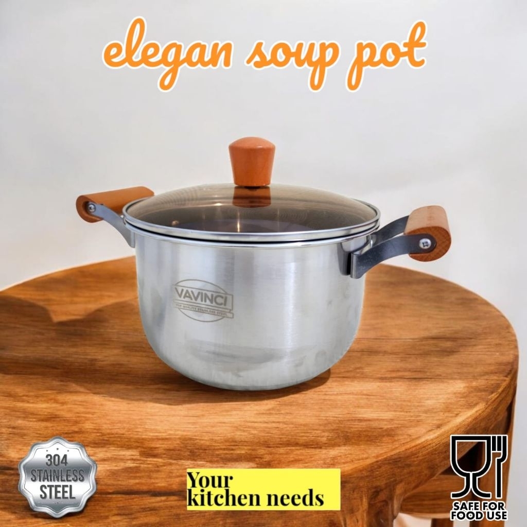 VAVINCI Elegan soup pot stainless steel anti karat Tebal Panci sup Korea Tebal