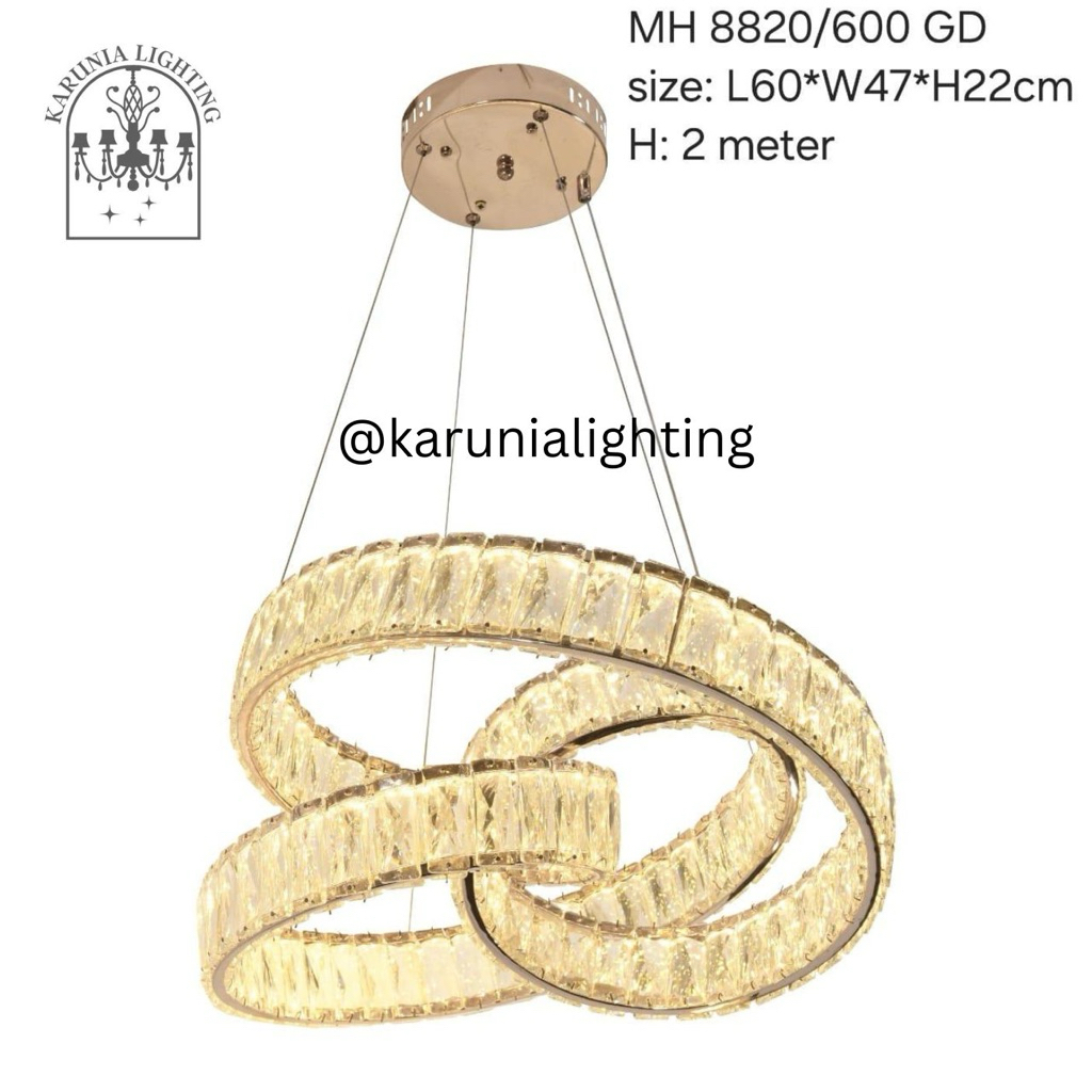 Lampu Gantung Modern Crystal Led 3 Colours