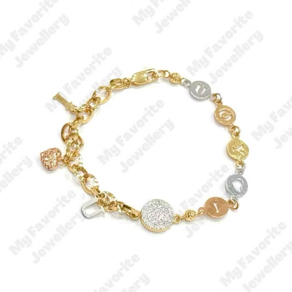 Gelang Variasi I Love You Gelang Emas Asli Kadar 700