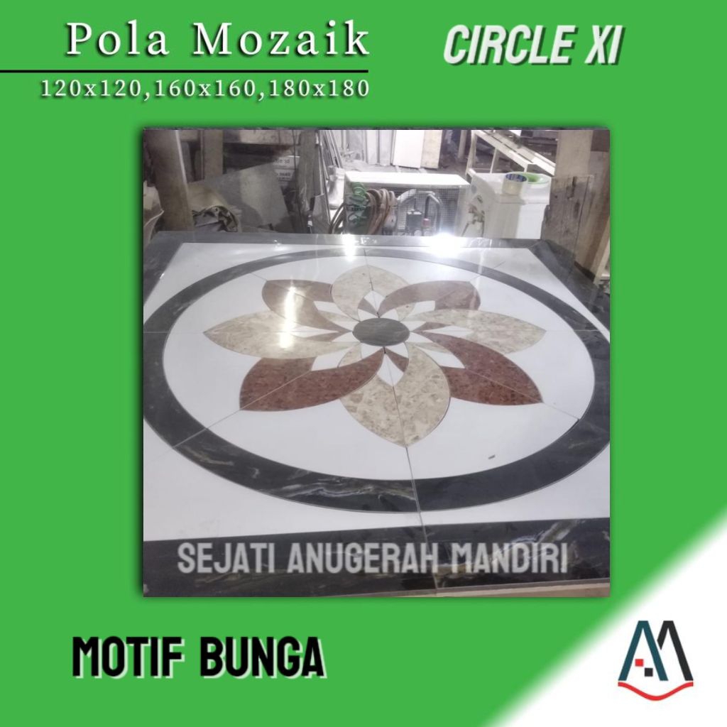 granit pola mozaik motif bunga ukuran 120x120 - circle XI