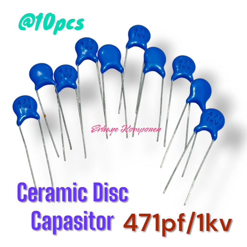 (10pcs) Ceramic Disc Capasitor 471pf/1kv / Keramik Millar 471pf/1kv / Kapasitor Millar 471pf/1kv /Ke