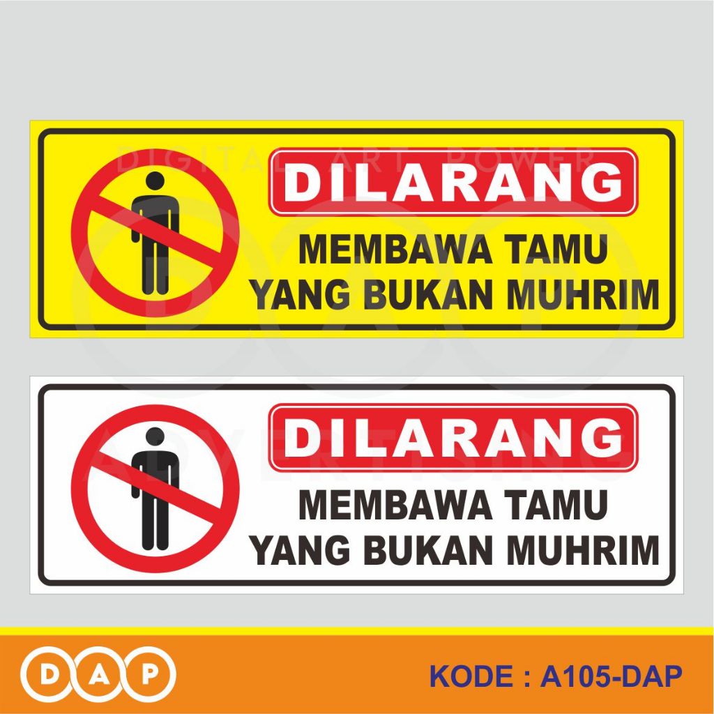 

A105 - Acrylic Sign, Stiker Akrilik Dilarang Membawa Tamu yang Bukan Muhrim, Tahan Air, Bisa Custom