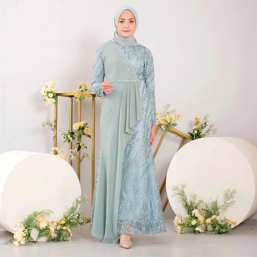 GAMIS TERBARU YUMA DRESS FULL BRUKAT MIX CERUTY / GAMIS PESTA DAN KONDANGAN / GAMIS LEBARAN TERBARU 
