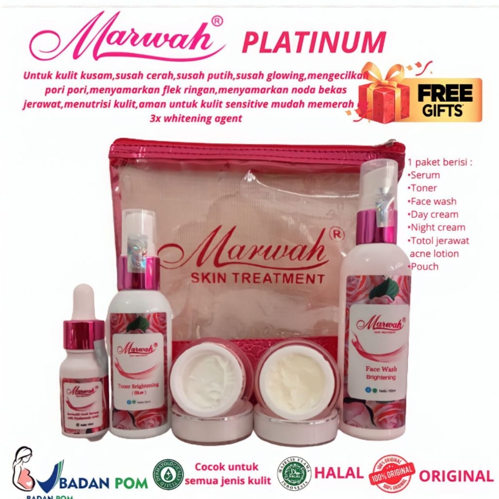 Marwah Platinum marwah skincare untuk kulit kusam kering susah cerah putih membuat wajah glowing