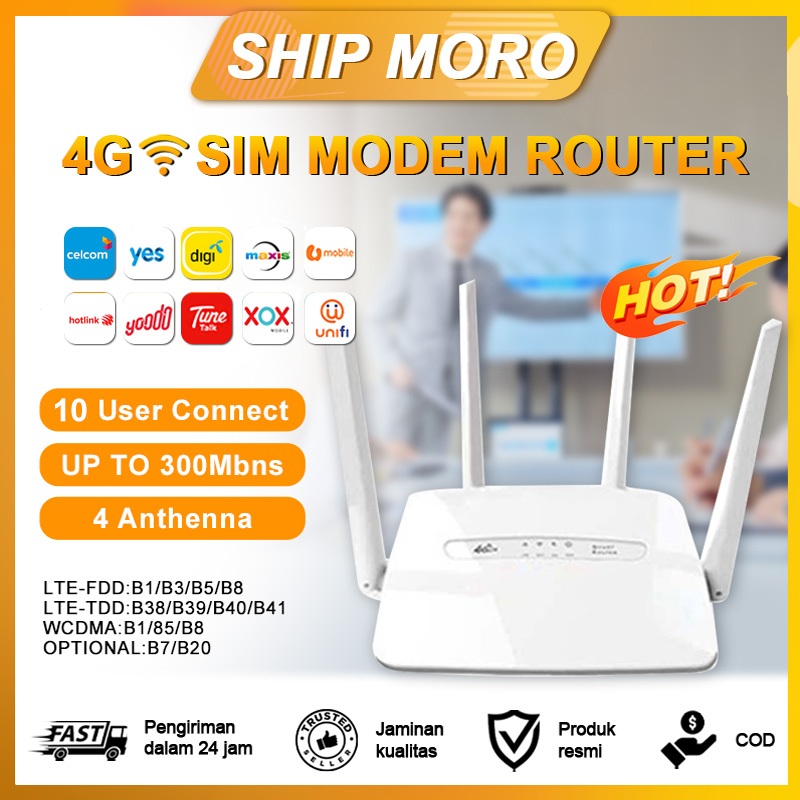 LX600 Modem WiFi Router LTE 4G 600Mbps Hotspot Rumah CPE Dengan Slot Kartu SIM Unlock Dukungan