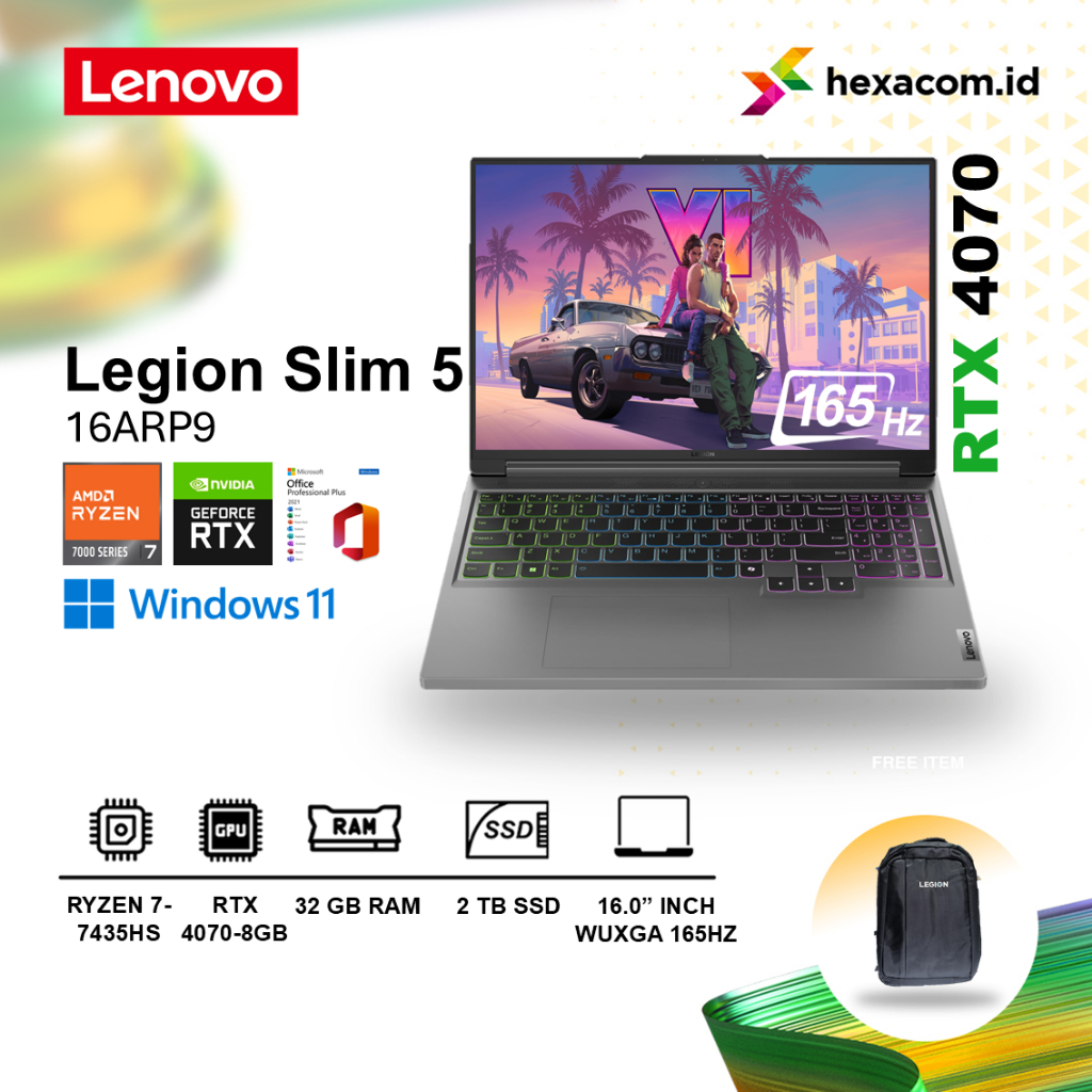 Lenovo Legion Slim 5 16ARP9 Ryzen 7 7435HS 32GB 1TB SSD RTX4070 16.0" WQXGA 165HZ