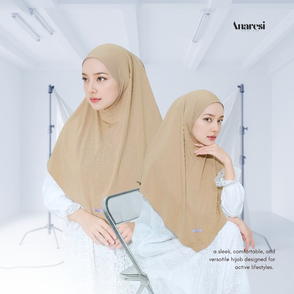 Anaresi – Kerudung Bergo Instan Wanita Jersey Premium Tanpa Pet Ukuran L