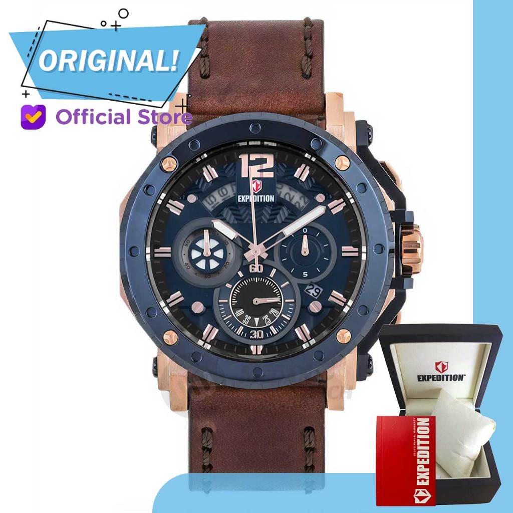 Jam Tangan Pria Analog Expedition 6402MC E6402 MC 6402 MCLURBU Original Garansi Resmi