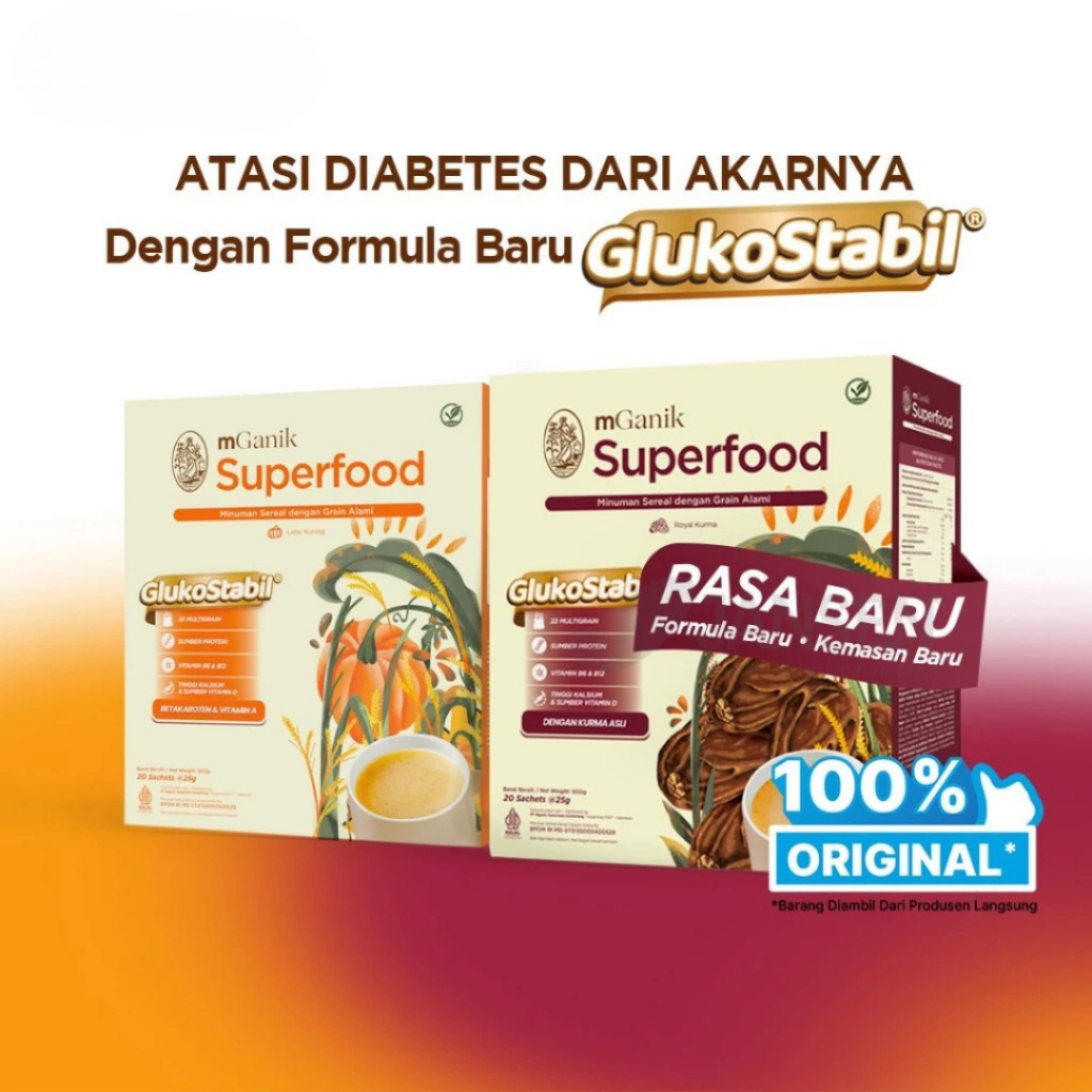 

mGanik Superfood 500gr Rasa Pumpkin dan Royal Kurma (20sachet) - Multigrain Rasa Labu Kuning GlukosaStabil