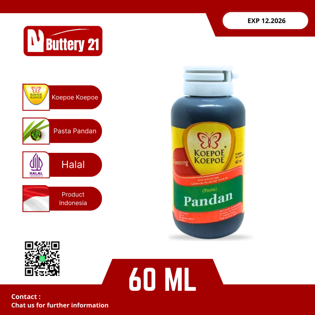 

KOEPOE KOEPOE PANDAN 60 ML/KUPU KUPU PASTA PANDAN/BAHAN TAMBAHAN PANGAN PERISA DAN PERWARNA PASTA PANDAN