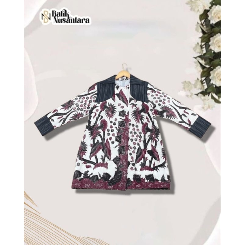 Atasan Wanita Batik Madura Kombinasi Lurik