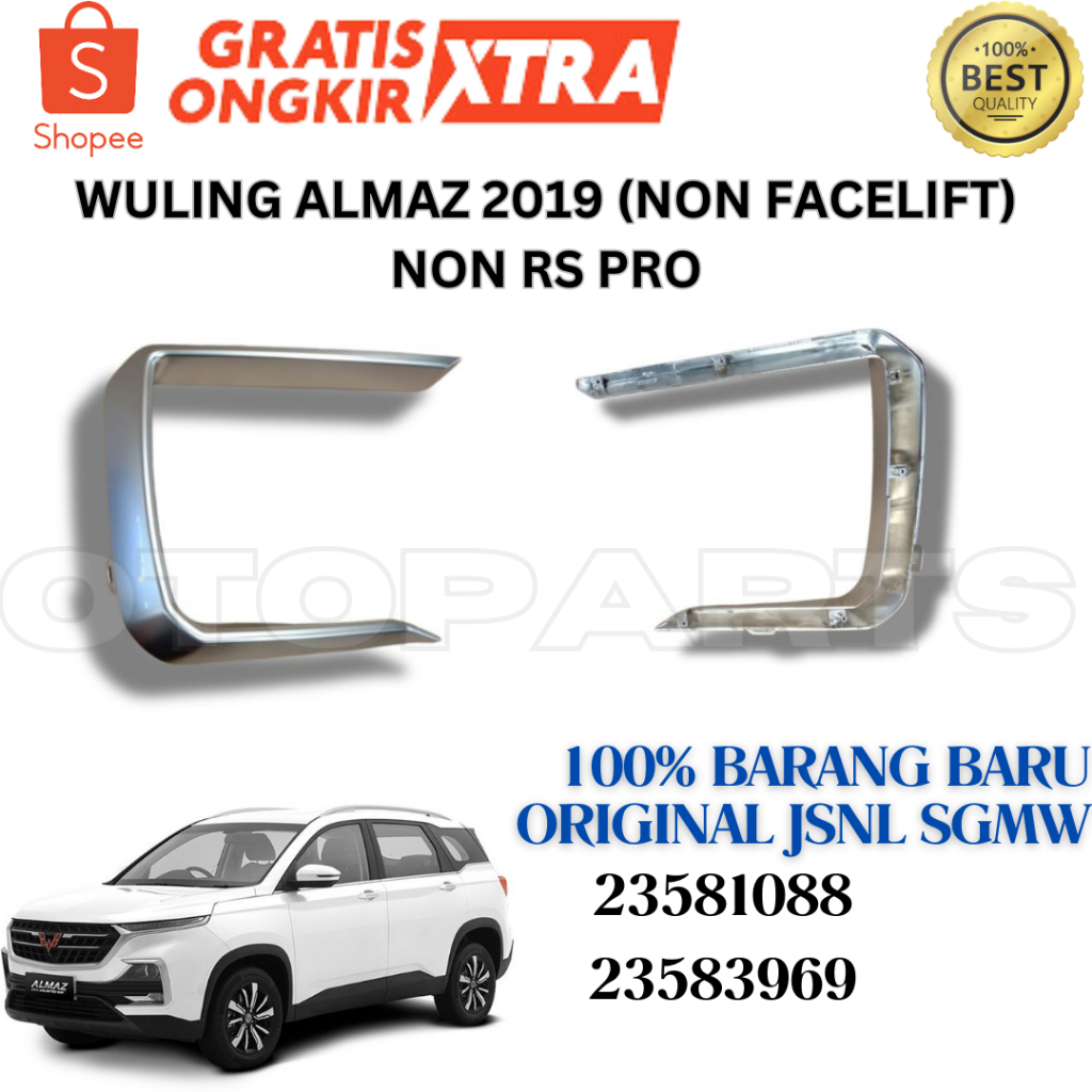 LIS GARNISH RING LAMPU KABUT FOG LAMP KROM CHROME WULING ALMAZ NON RS 2019 2020 2021 2022 2023 BARU 