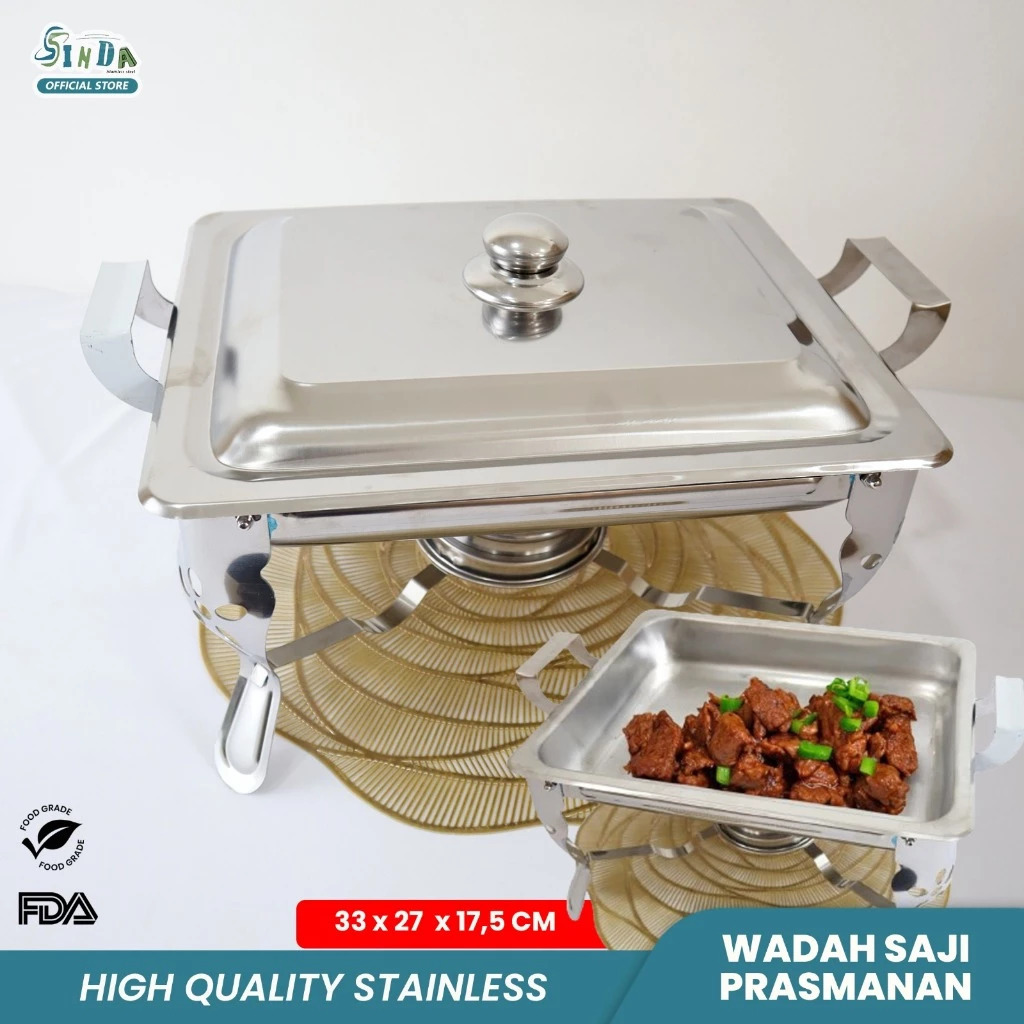 Sinda Fast Food Dish Prasmanan Wadah Saji Warmer Square Set Chafing Dish