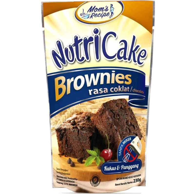 

NUTRICAKE TEPUNG BROWNIES COKELAT 230gr INSTAN OVEN / KUKUS / PRAKTIS TANPA MIXER