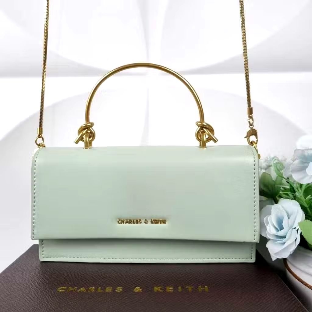 (BARU) tas dompet tali rantai warna mint + box