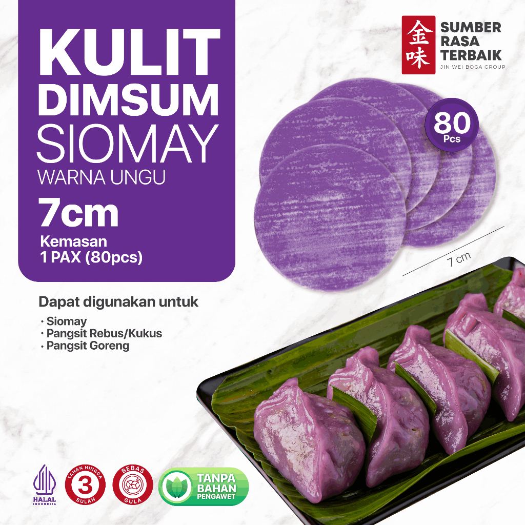 

SRT - KULIT DIMSUM SIOMAY UNGU 7CM | 80PCS HALAL | LENTUR DAN TIPIS