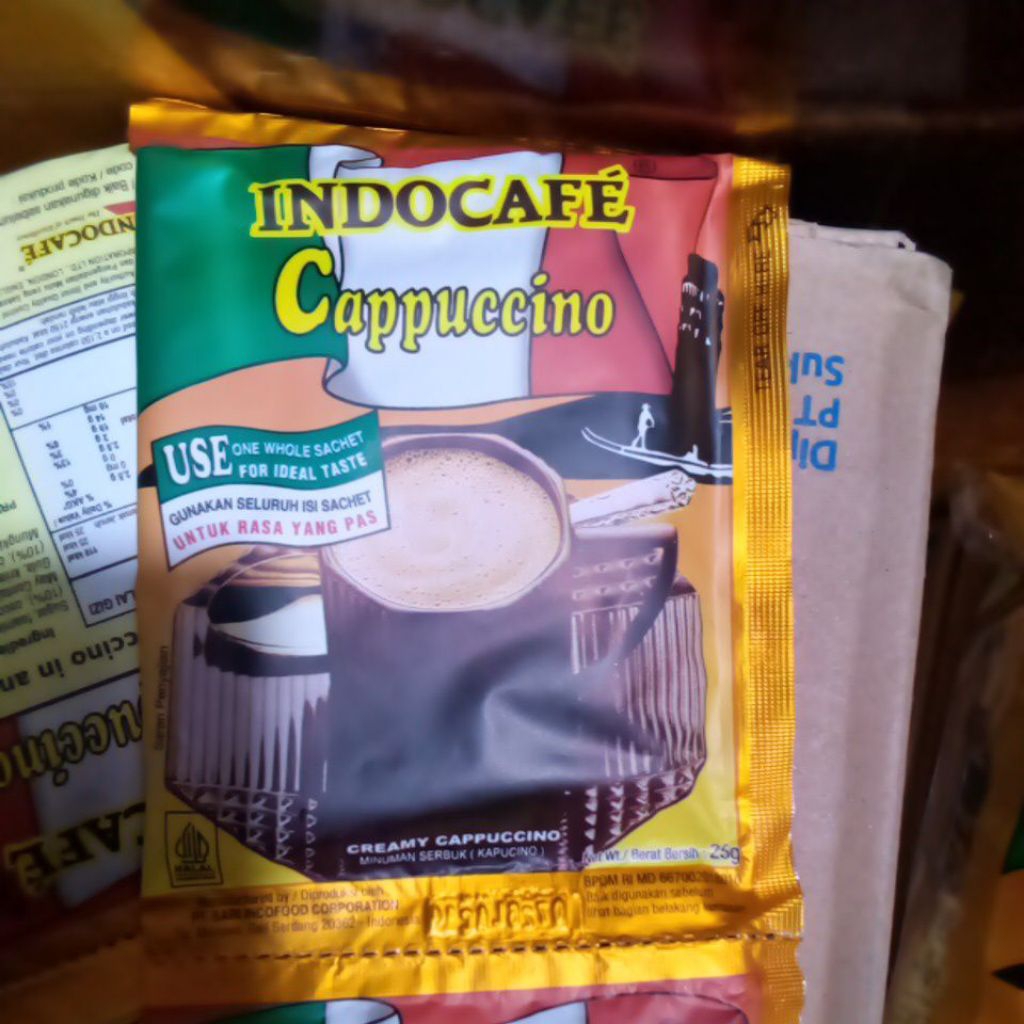 

indocafe capucino sachet 25gram isi 10pcs/rcg minuman serbuk creamy capucino