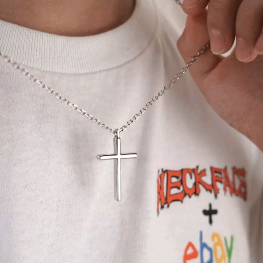 KALUNG RANTAI SALIB PRIA VINTAGE CROSS NECKLACE KOREA STYLE FASHION