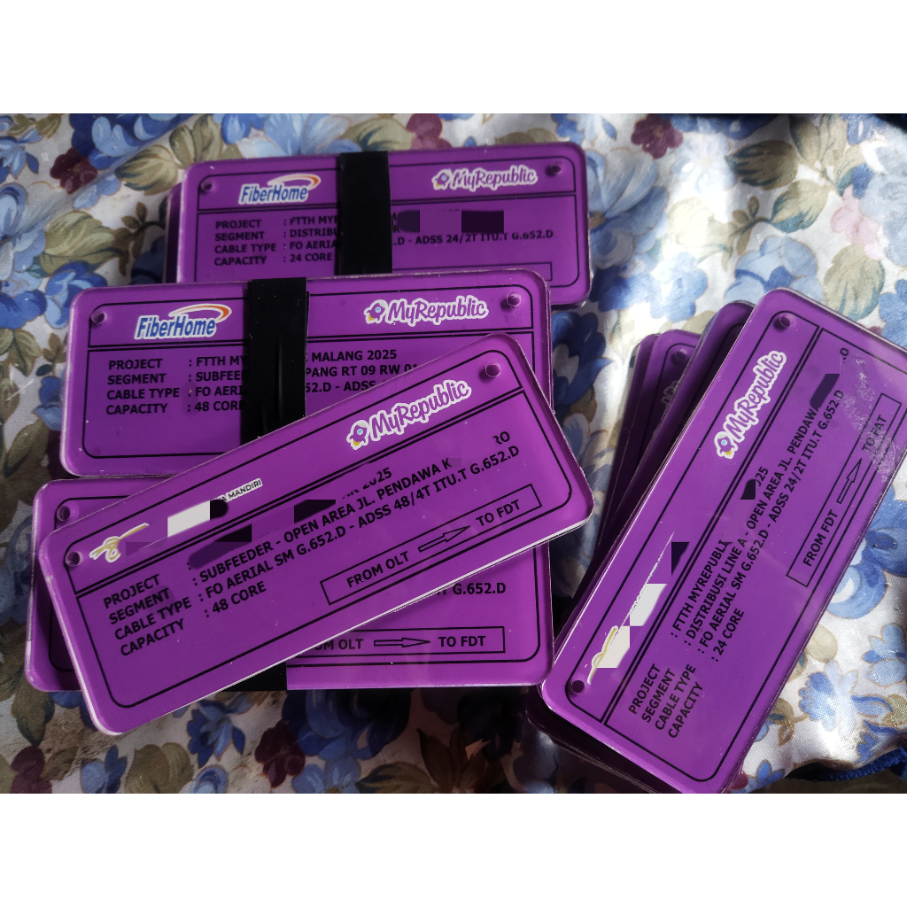 Label Kabel Fiber Optik, Akrilik Label Kabel Satu Lapis